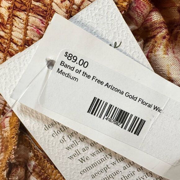 NWT Band of The Free Women’s Pull On Gold Floral Wide Leg Pants - Size Medium - Picture 5 of 9